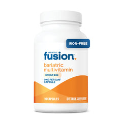 Bariatric Fusion bariatric multivitamin bottle shown for post-surgery daily support.