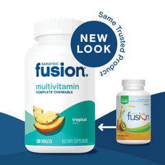 Bariatric Fusion bottle on shelf demonstrates convenient one-month supply