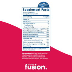 Bariatric Fusion Calcium Chews ingredients panel emphasizes D3, K, magnesium