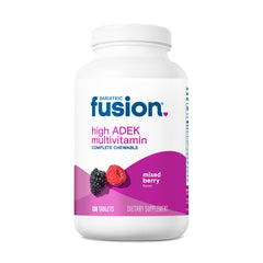Bariatric Fusion chewable multivitamin bottle showing mixed berry flavor for daily nutrients