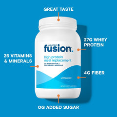 Bariatric Fusion creamy shake texture emphasizes smooth, palatable meal replacement.