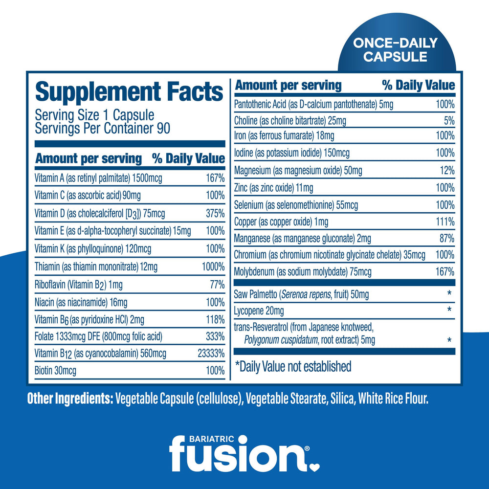 Bariatric Fusion iron 18 mg tablet highlighting essential mineral support