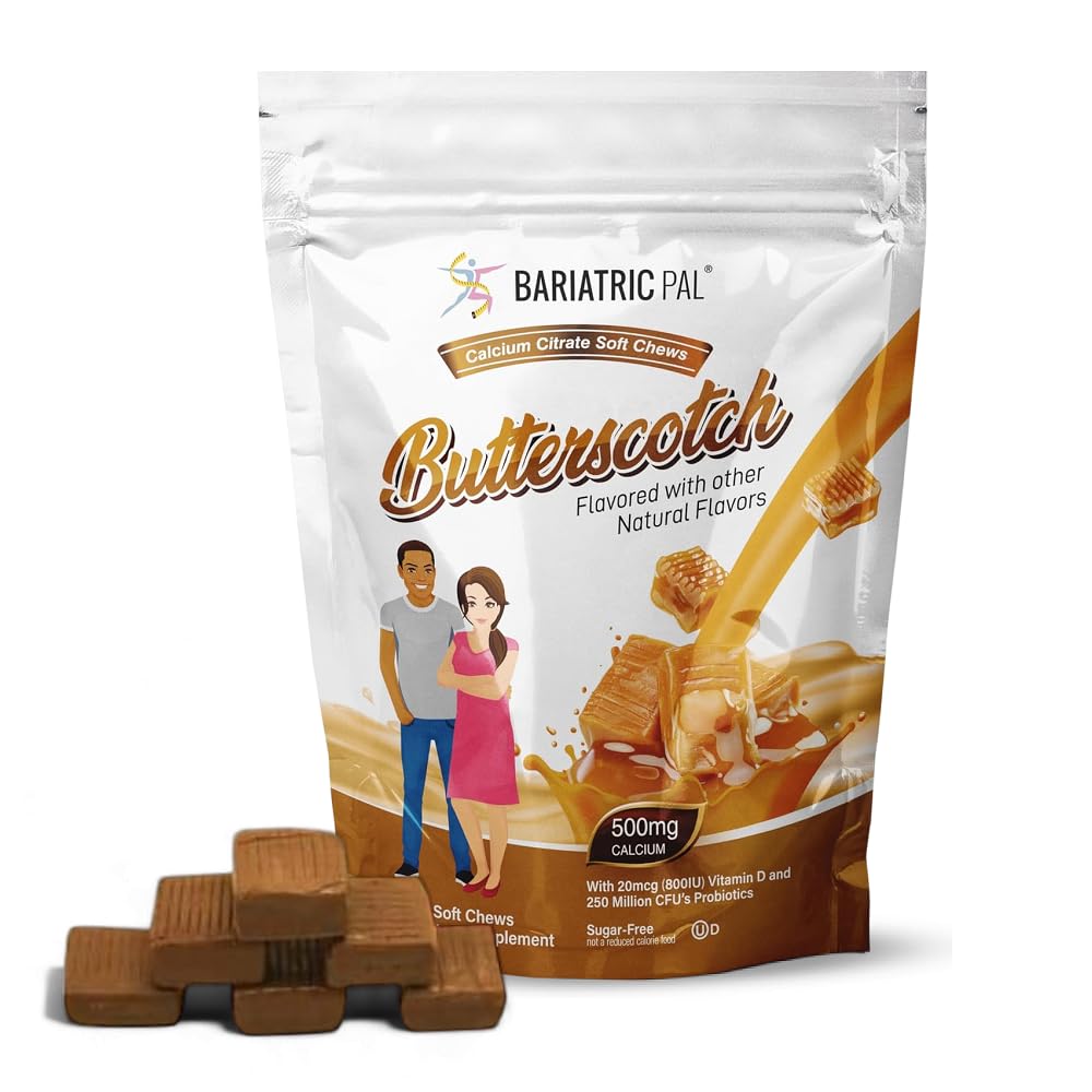 BariatricPal bottle front with sugar-free calcium citrate soft chews for post-surgery bone support