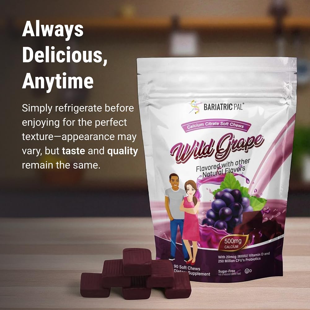 BariatricPal Wild Grape chew with probiotics, may support gut health.