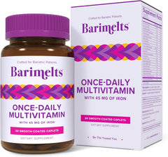 Barimelts once-daily bottle front: convenient post-surgery multivitamin.
