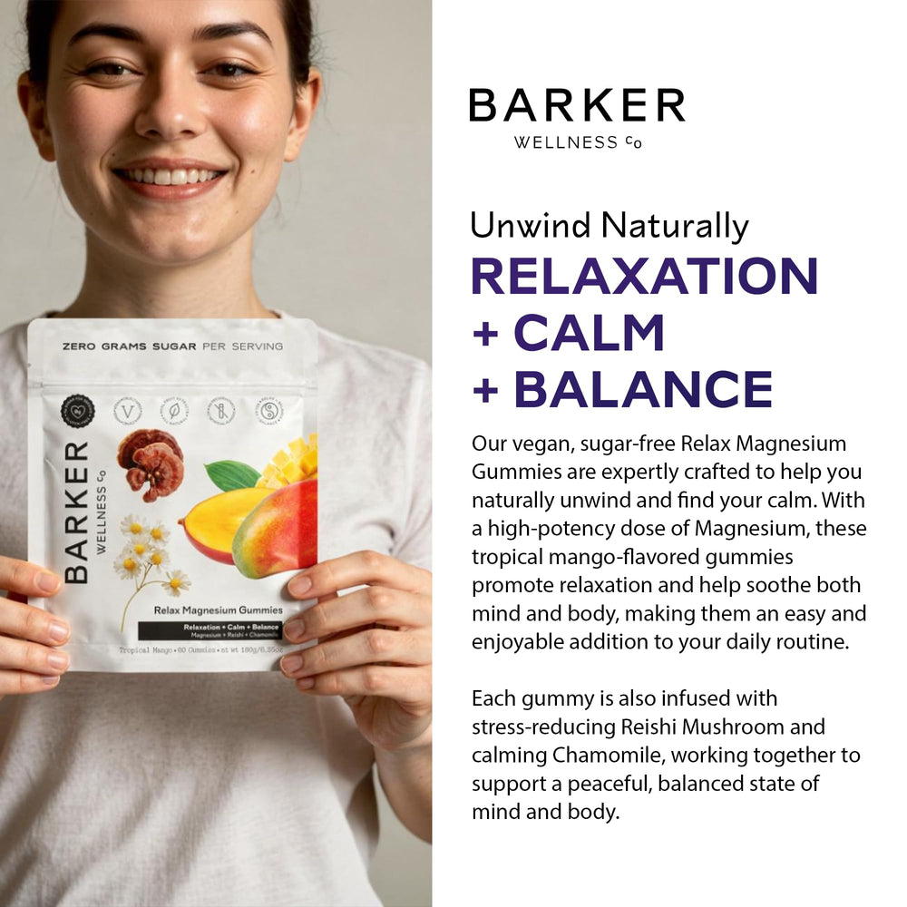 Evening routine with Barker Wellness Co gummies, water, and a candle
