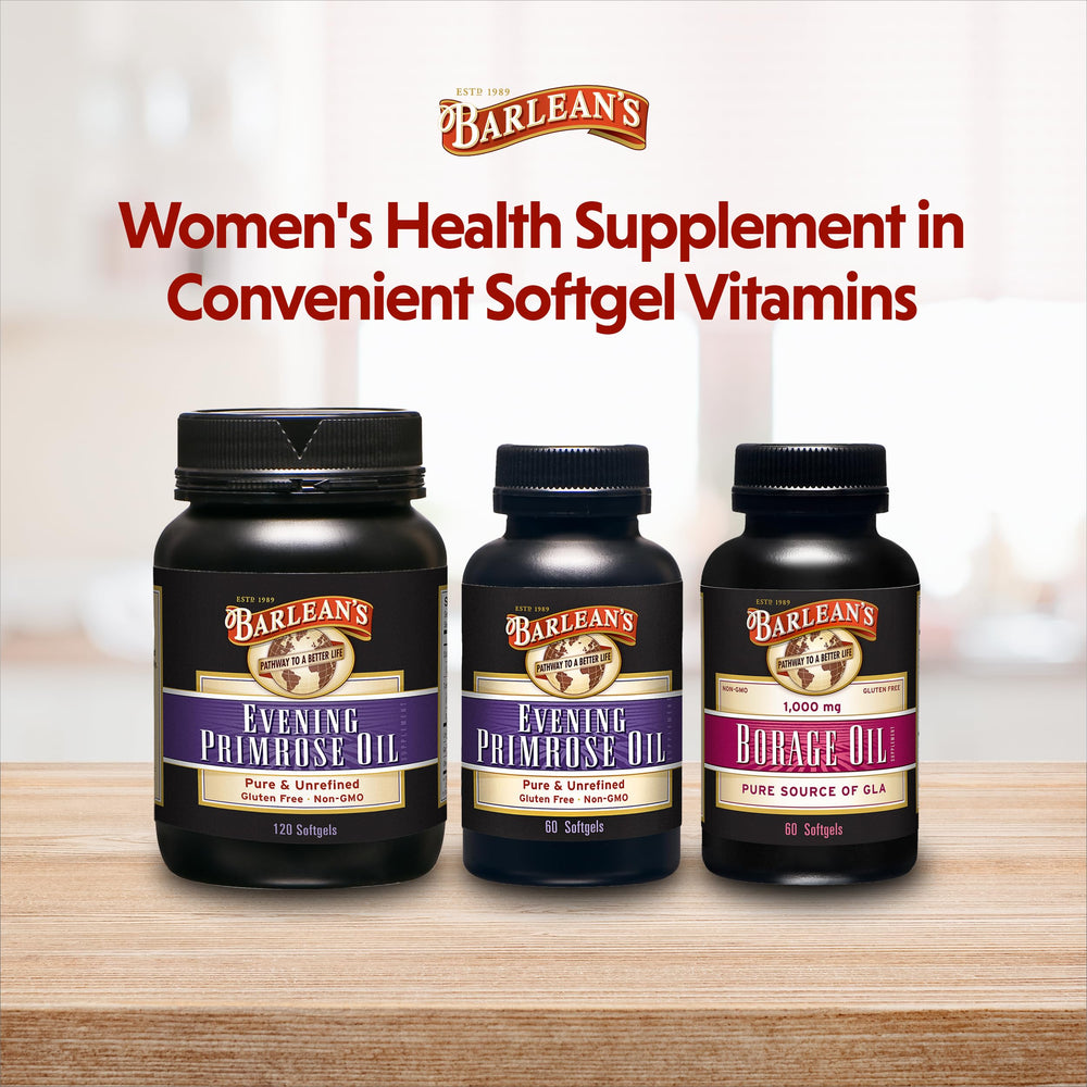 Barlean's Borage Oil softgels with clear bottle art suggest daily routine.