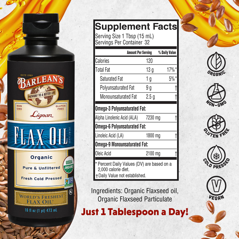 Barlean's flax seeds image, organic and vegan ingredients