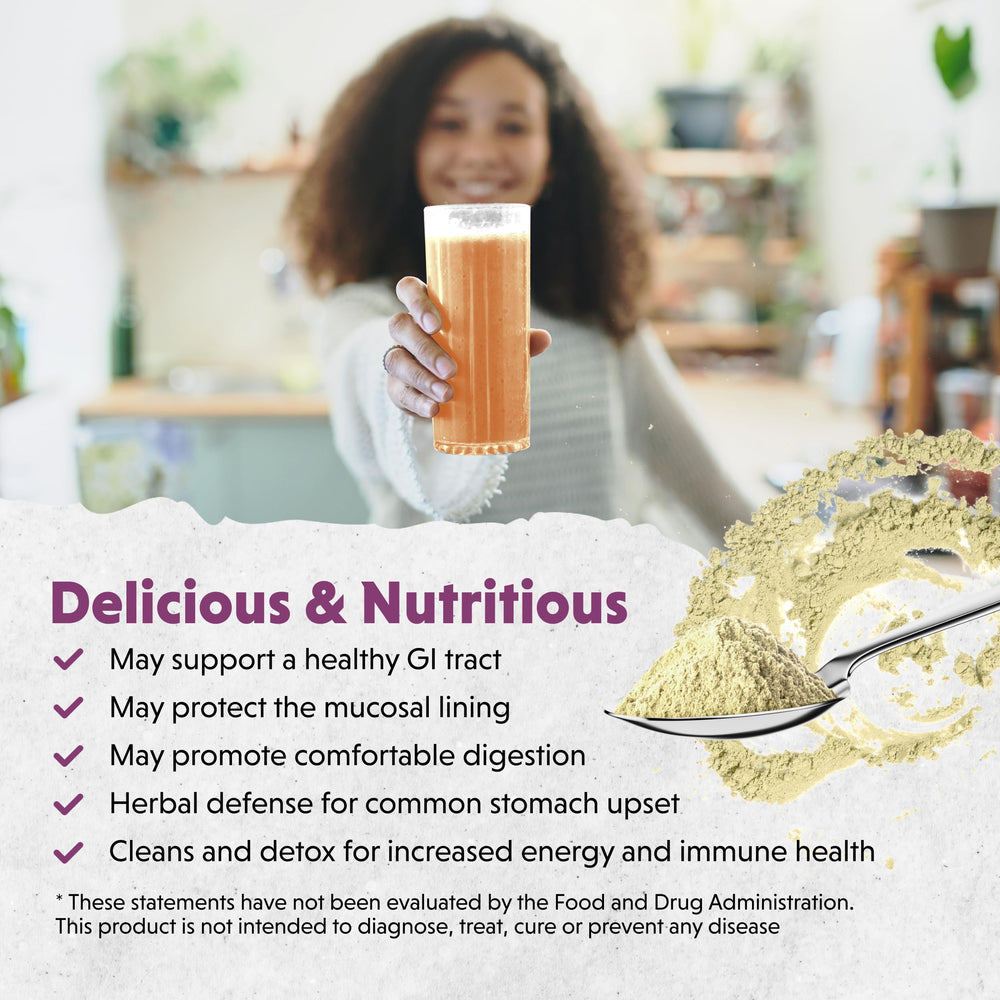 Barlean's Intestinal Repair ingredients closeup highlights 16 active components for gut wellness.