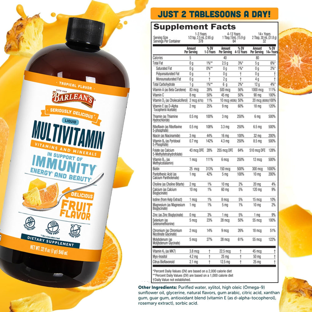Barlean's Liquid Multivitamin emulsified formula shown to emphasize better absorption