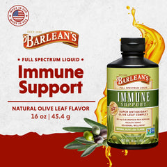 Barlean's Olive Leaf Complex pour ready for daily immune support routine.
