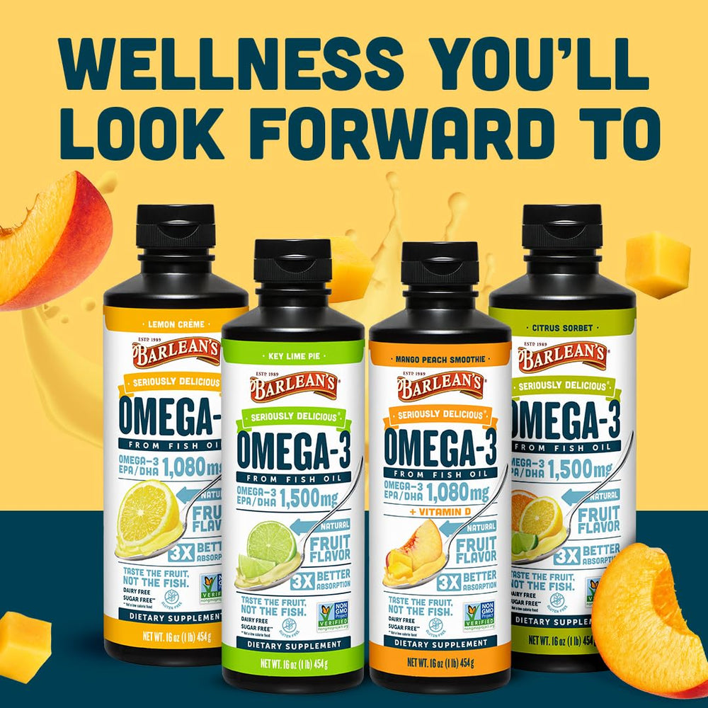 Barlean's Omega-3 bottle stored in refrigerator after opening