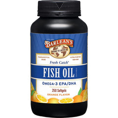 Barlean's Omega-3 softgels orange bottle for heart and brain wellness.