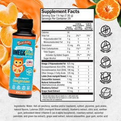 Serving spoon with Barlean's Omega Pals Tangerine for easy daily dose