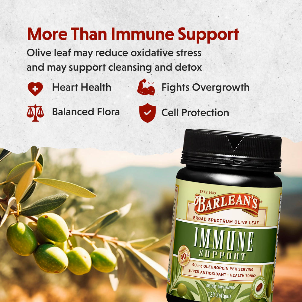 Spanish olive leaves from Andalusia emphasize premium sourcing.
