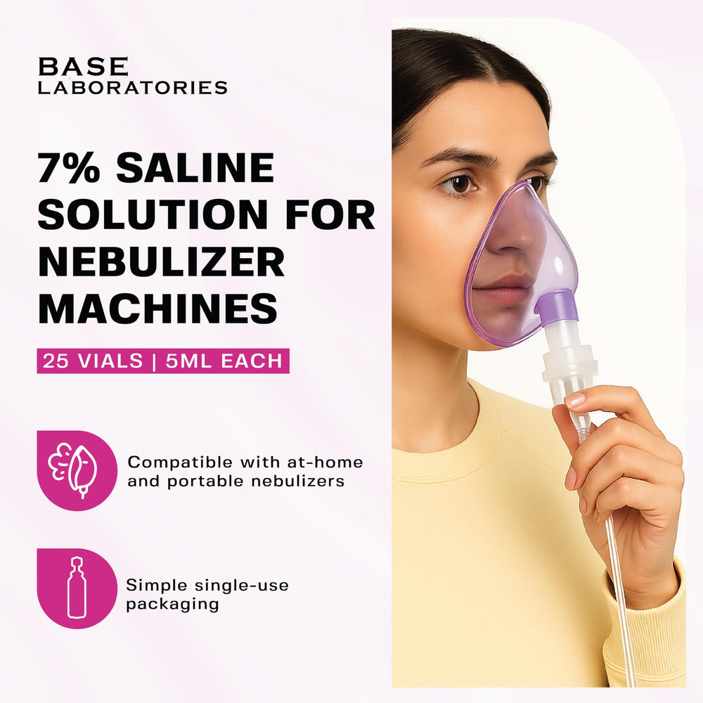 BASE LABORATORIES 50-vial pack of 5ml saline for ready-to-use therapy.