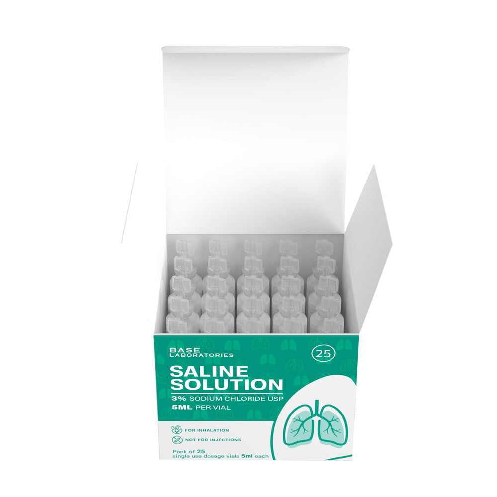 BASE LABORATORIES two-ingredient saline solution emphasizes water and sea salt purity.
