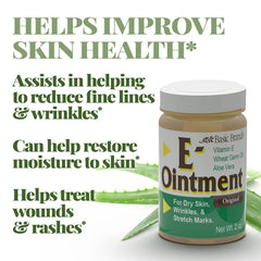 Basic Brands Vitamin E Ointment tub close-up shows rich moisturizing texture.