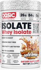 Basic Supplements whey protein isolate bottle highlighting rapid absorption.