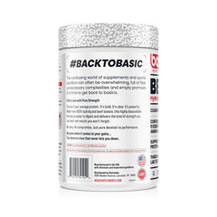 Basic Supplements Hydrolyzed Clear Beef Isolate bottle label closeup emphasizes dairy-free formula.