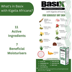 Basix Skin Defence Cream twin-pack label close-up with key natural ingredients.