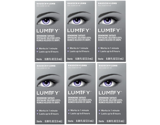 Bausch & Lomb LUMIFY eye drops pack of six for brighter-looking eyes.