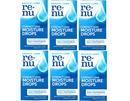 Bausch + Lomb Renu moisture drops bottle front supports daily lens comfort