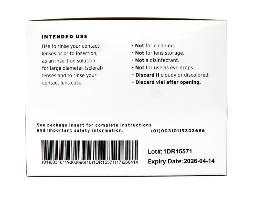 Bausch + Lomb ScleralFil single-use sterile vial supports lens care routines.