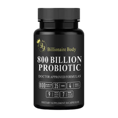 BB Billionaire Body Probiotics bottle front, supporting gut balance and daily energy.