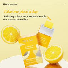 BB LAB Glutathione White Film ingredients include glutathione, vitamin C, and hyaluronic acid for antioxidant support.