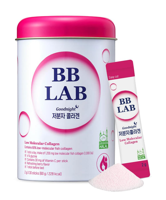 BB LAB Good Night packaging shows halal low-molecular collagen for nightly support.