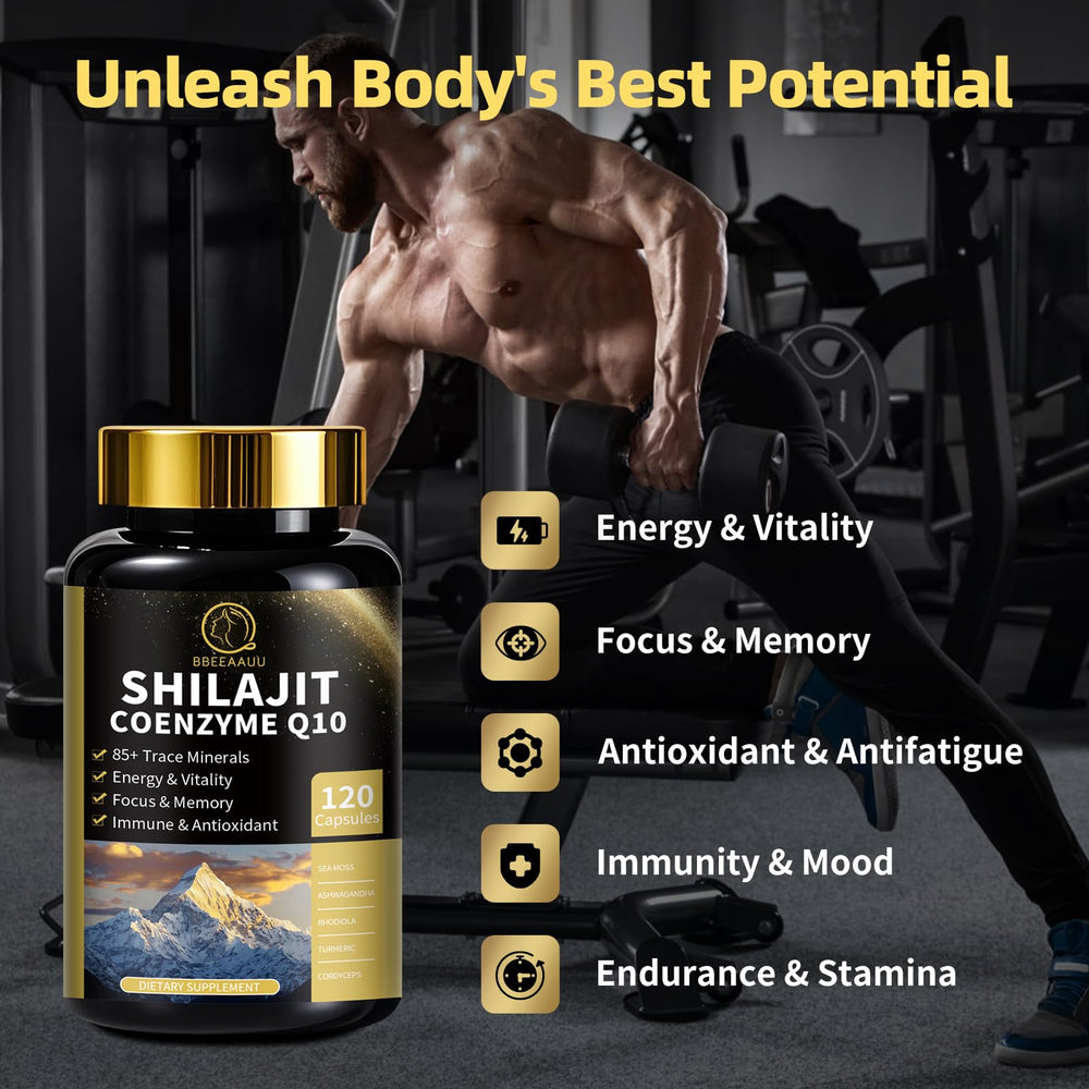 BBEEAAUU CoQ10 energy boost visual indicating fatigue support.