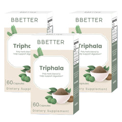 BBETTER Triphala bottle front highlighting gentle digestive support.