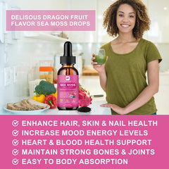 B BEWORTHS Sea Moss Liquid Drops packaging scene emphasizes vegan formula