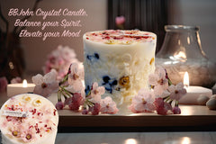 BBJohn rose quartz crystal candle promotes balance and positive energy.