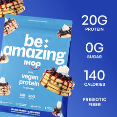 BE AMAZING vegan protein powder serving scoop highlights convenient daily protein.