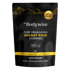 Be Bodywise Pure Himalayan Shilajit Gummies Gold pack front view, energy support.