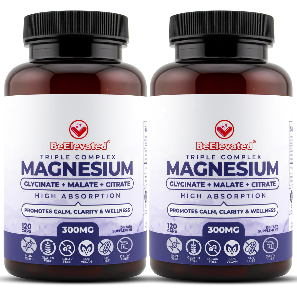 BeElevated Triple Magnesium bottle front for daily support.