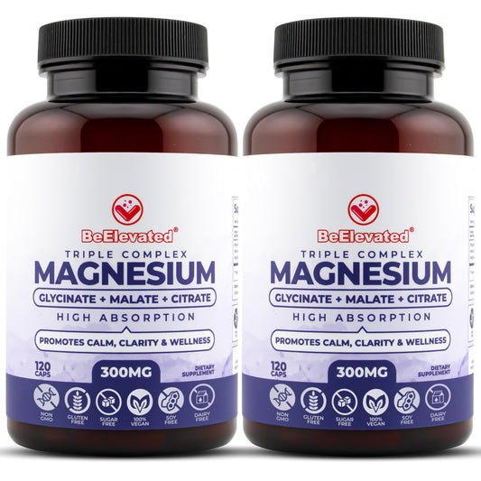 BeElevated Triple Magnesium bottle front for daily support.