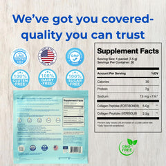 Beach Sandy unflavored collagen sachets blend into drinks with no added flavor.