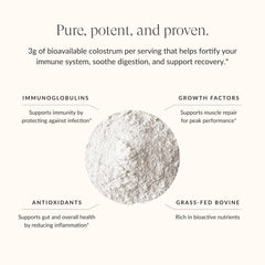 Beam Colostrum Powder glass shake: easy mix for gut-friendly daily routine.