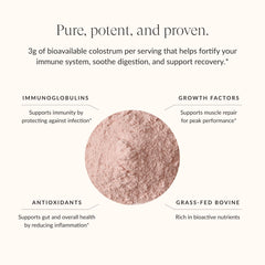Beam Colostrum Powder label closeup signaling third-party tested purity.