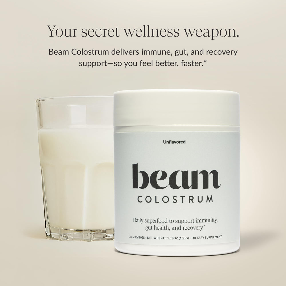 Beam Colostrum Powder serving scoop: convenient 3g per serving for on-the-go use.
