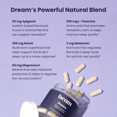 Beam Dream capsules poured into hand for an easy nightly ritual