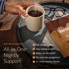 Beam Dream Sleep Powder measuring spoon ready for a consistent nightly dose