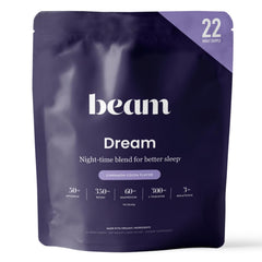 Beam Dream Sleep Powder Cinnamon Cocoa tub presented for a calming bedtime ritual