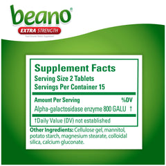 Beano Ultra 800 packaging details closeup showing pill form.
