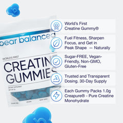 Bear Balanced Creatine Gummies bottle pouring to show convenient daily dosing