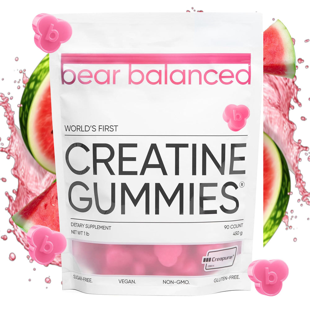 Bear Balanced Creatine Gummies bottle shown for convenient daily use
