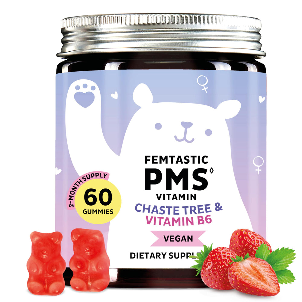 Bears with Benefits PMS Support bottle for hormonal balance and comfort.